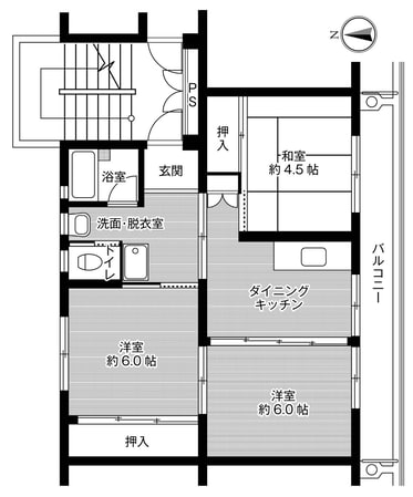 ビレッジハウス青木1号棟 (502号室)の物件間取画像